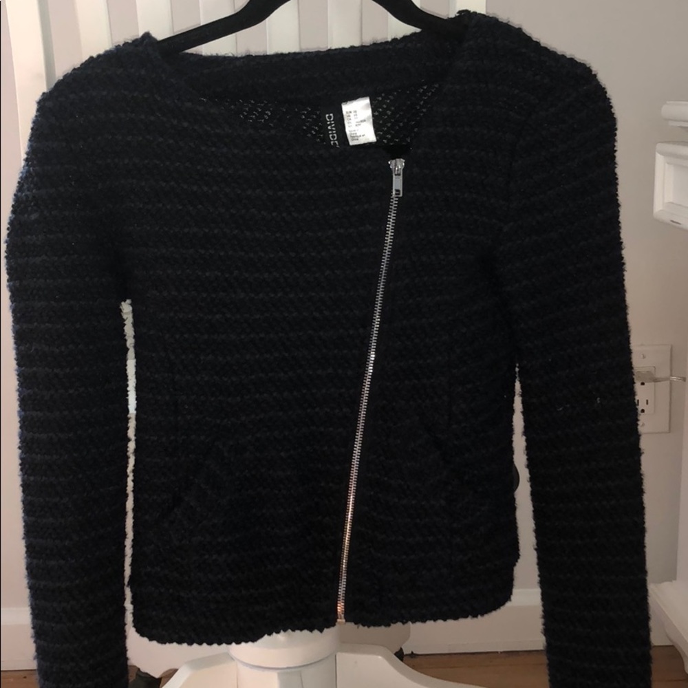 Moto-style sweater blazer